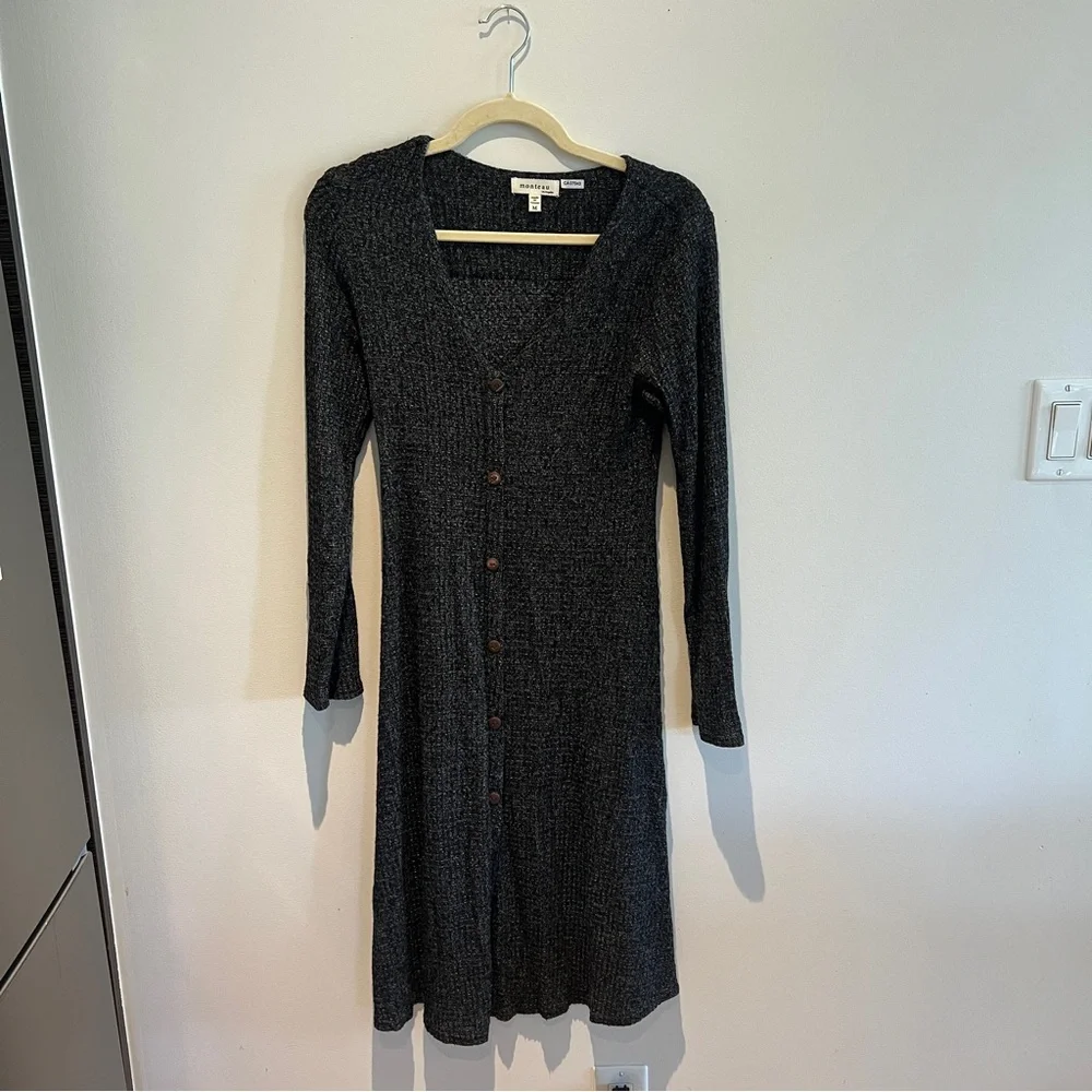 Monteau Dark Gray Long Sleeve Dress - Picture 1 of 4